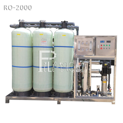 2000LPH آلة معالجة مياه الشرب RO نظام تنقية التناضح العكسي معقم بالأشعة فوق البنفسجية