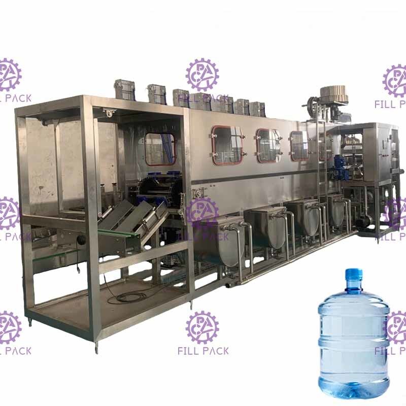 PLC 300BPH 18.9L آلة تعبئة زجاجة المياه النقية مقاومة للتآكل