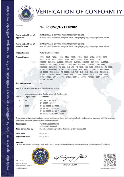 الصين Zhangjiagang City FILL-PACK Machinery Co., Ltd الشهادات
